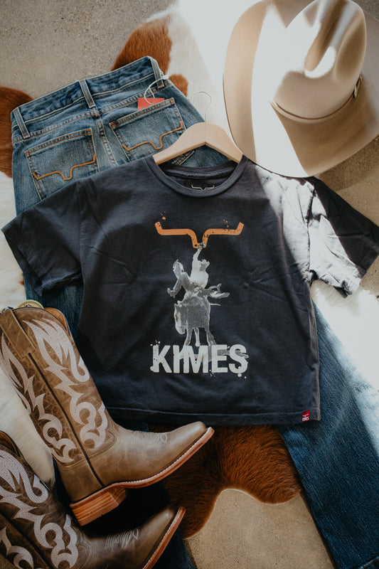 'Bucks' Graphite Cropped Graphic Tee by Kimes Ranch (S-XXL)