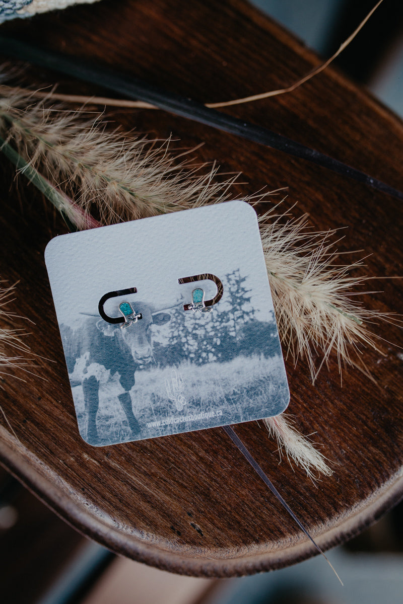 Mini Turquoise & Sterling Cowboy Boot Stud Earrings