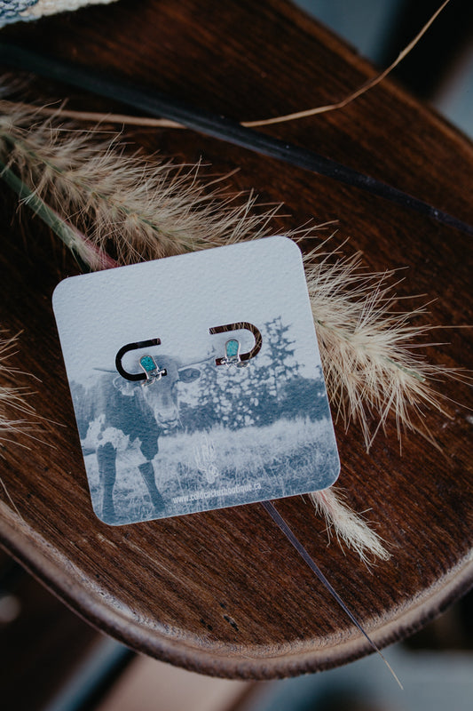 Mini Turquoise & Sterling Cowboy Boot Stud Earrings