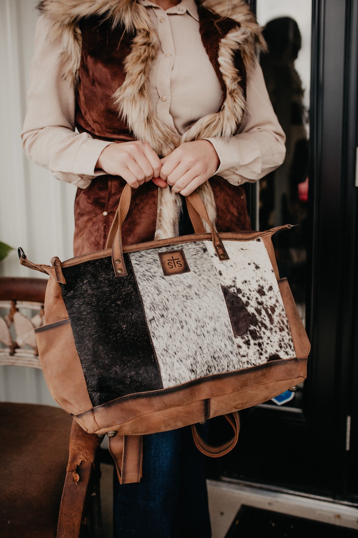 'Amelia' Cowhide Multipurpose Backpack / Diaper Bag by STS Ranchwear