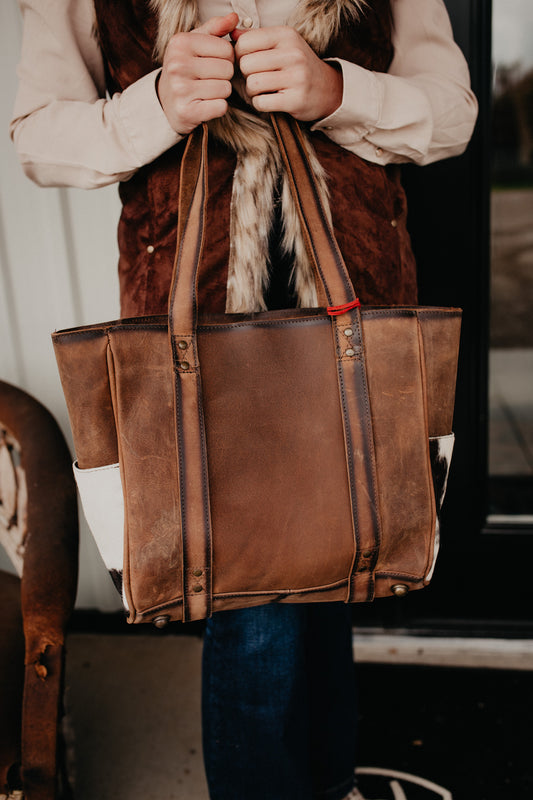 'Trinity' Cowhide Leather Tote Bag by STS Ranchwear