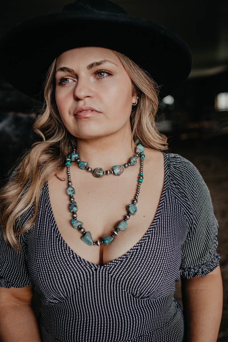 Navajo Pearls Turquoise Chunky Long Necklace