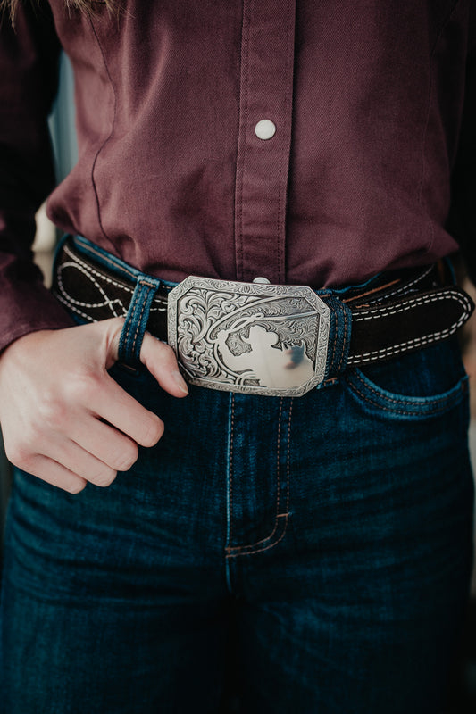 Rectangular Nocona Roping Cowboy Buckle