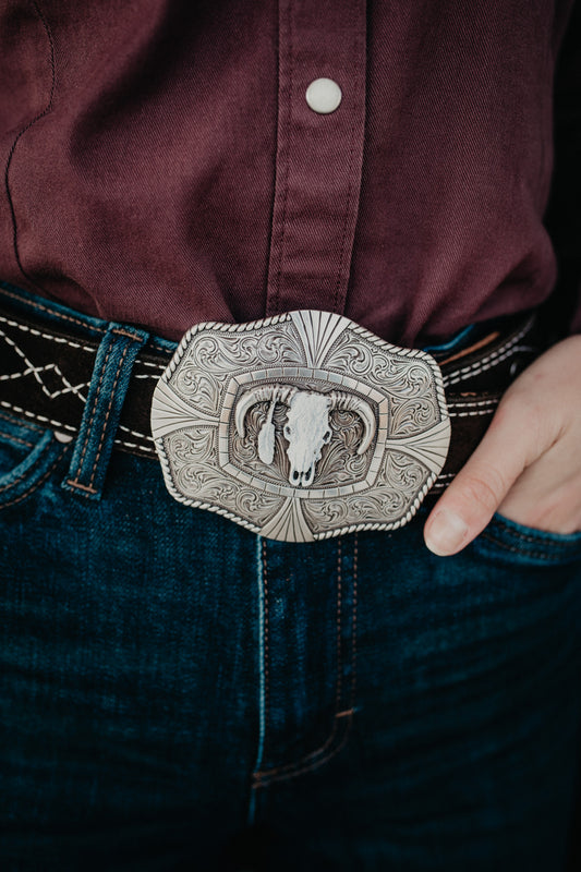 Nocona Painted Skull Belt Buckle