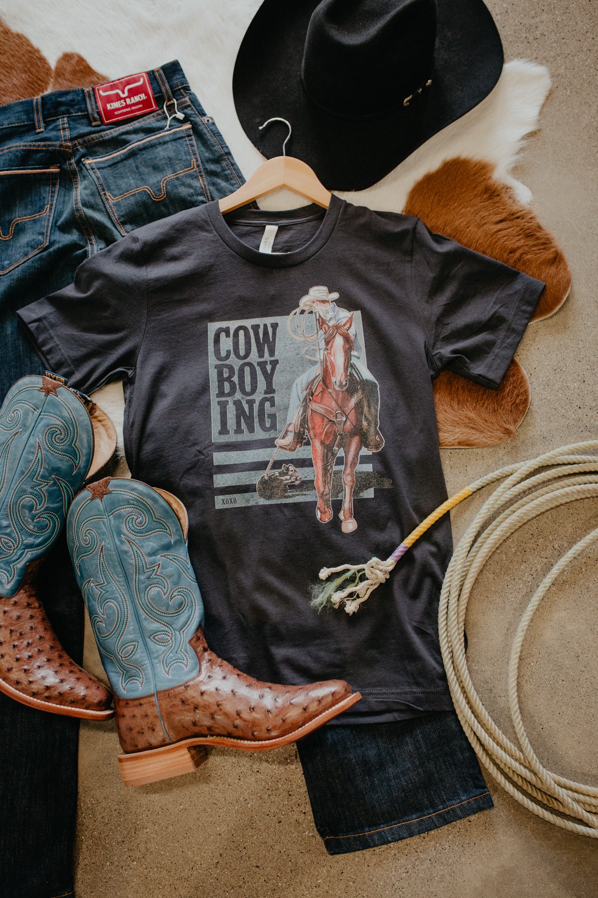 Cowboyin' in Charcoal Graphic T (XS - XXL)