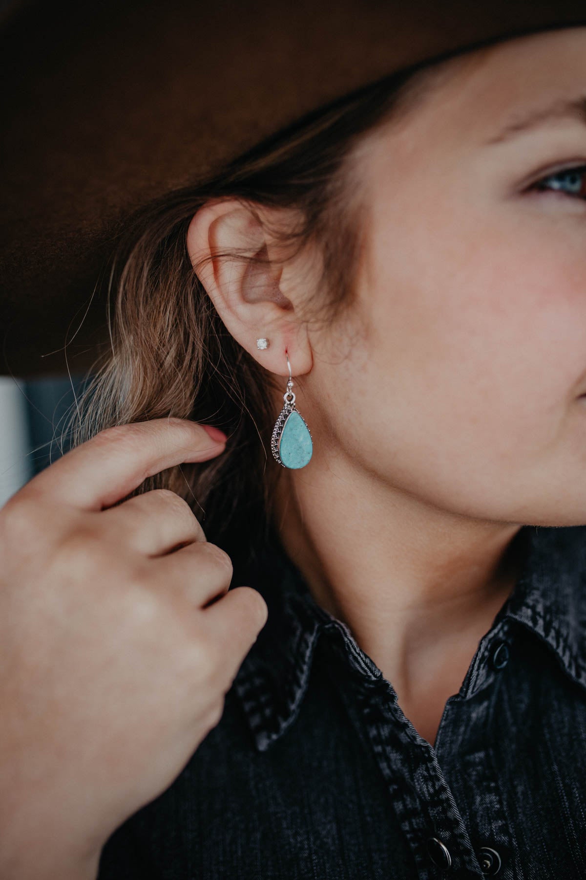 Teardrop Turquoise Hook Earrings