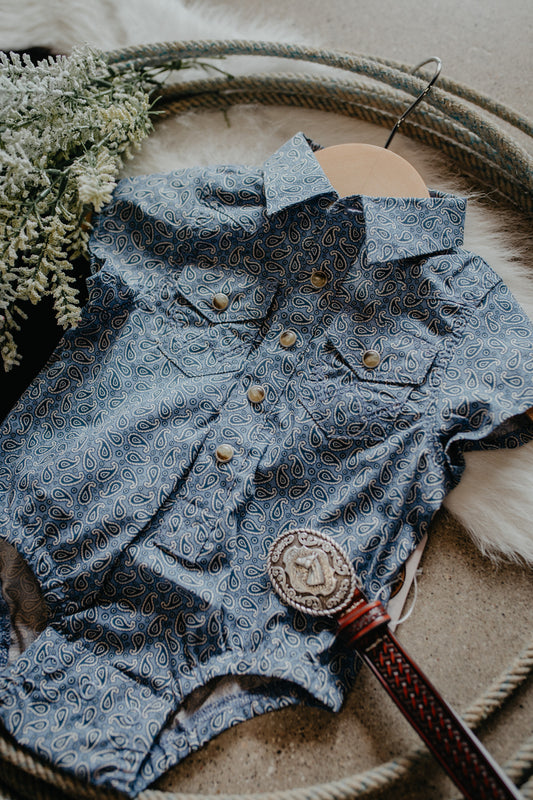 'Larkin' Wrangler Baby Boy Paisley Onesie (0/3 - 24M)