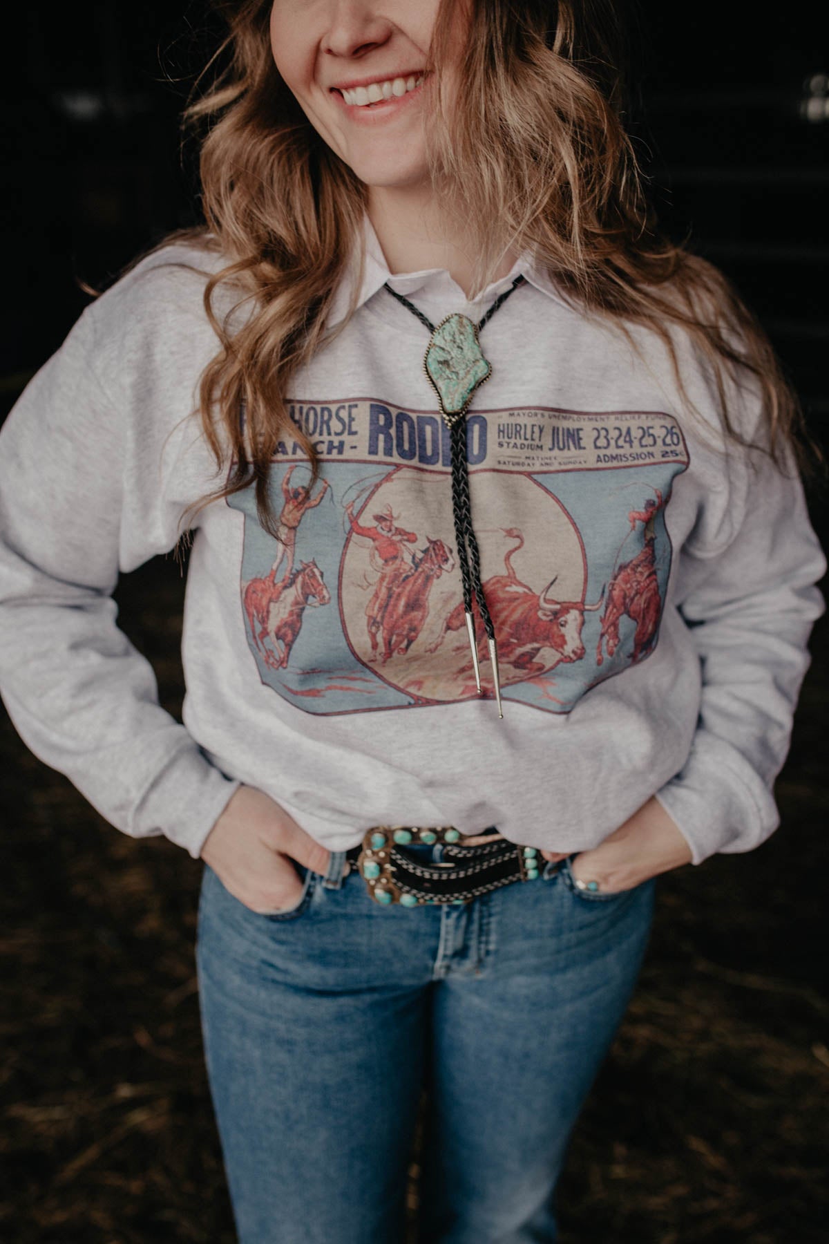 'Palmer' Red Horse Ranch Rodeo Heathered Crewneck (S - XXL)