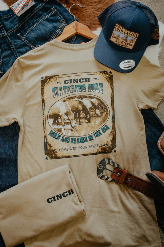 Men's CINCH ‘Watering Hole’ Cream T-shirt (XL only)