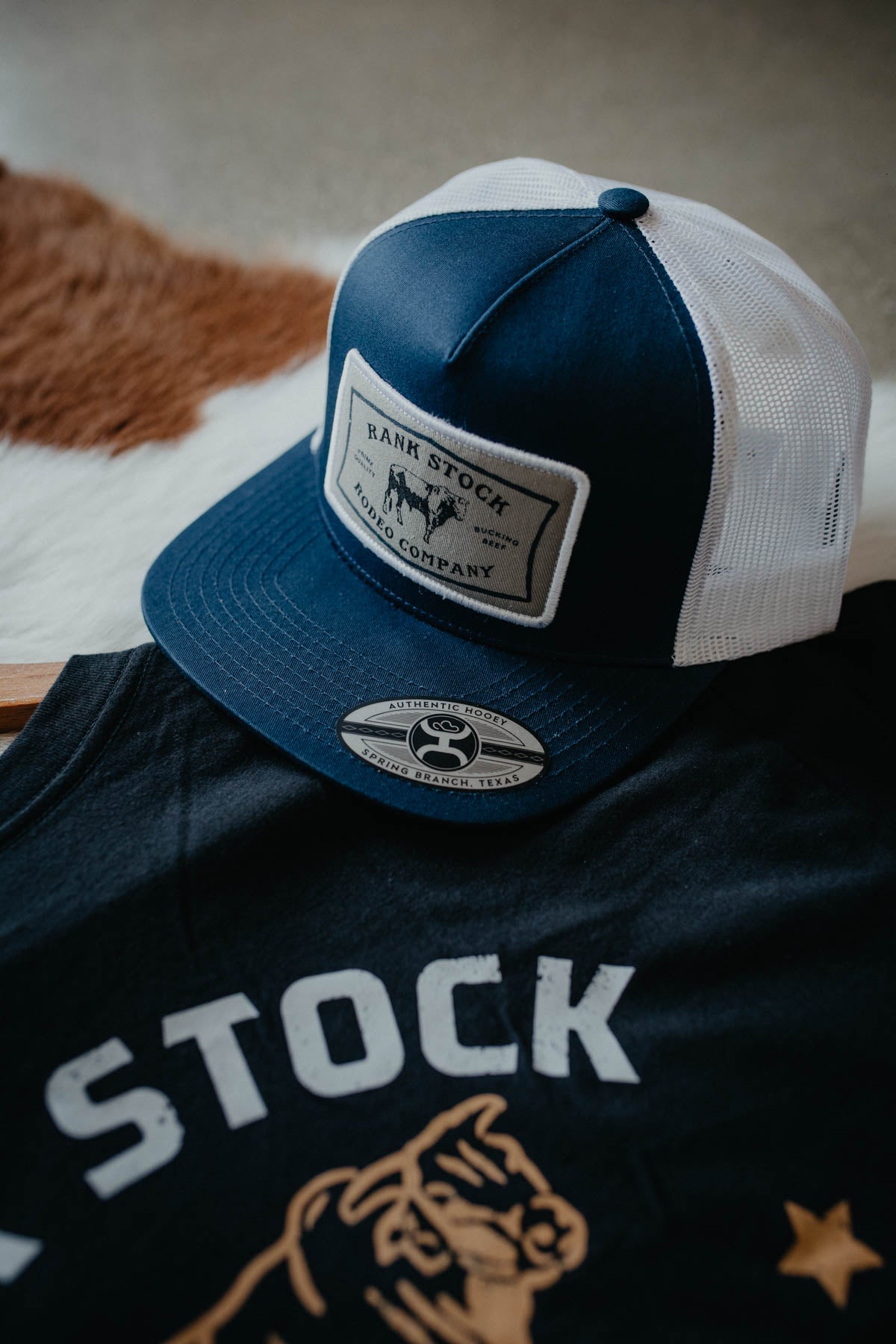 "Rank Stock" Hooey Navy/ White 5-Panel Trucker Hat