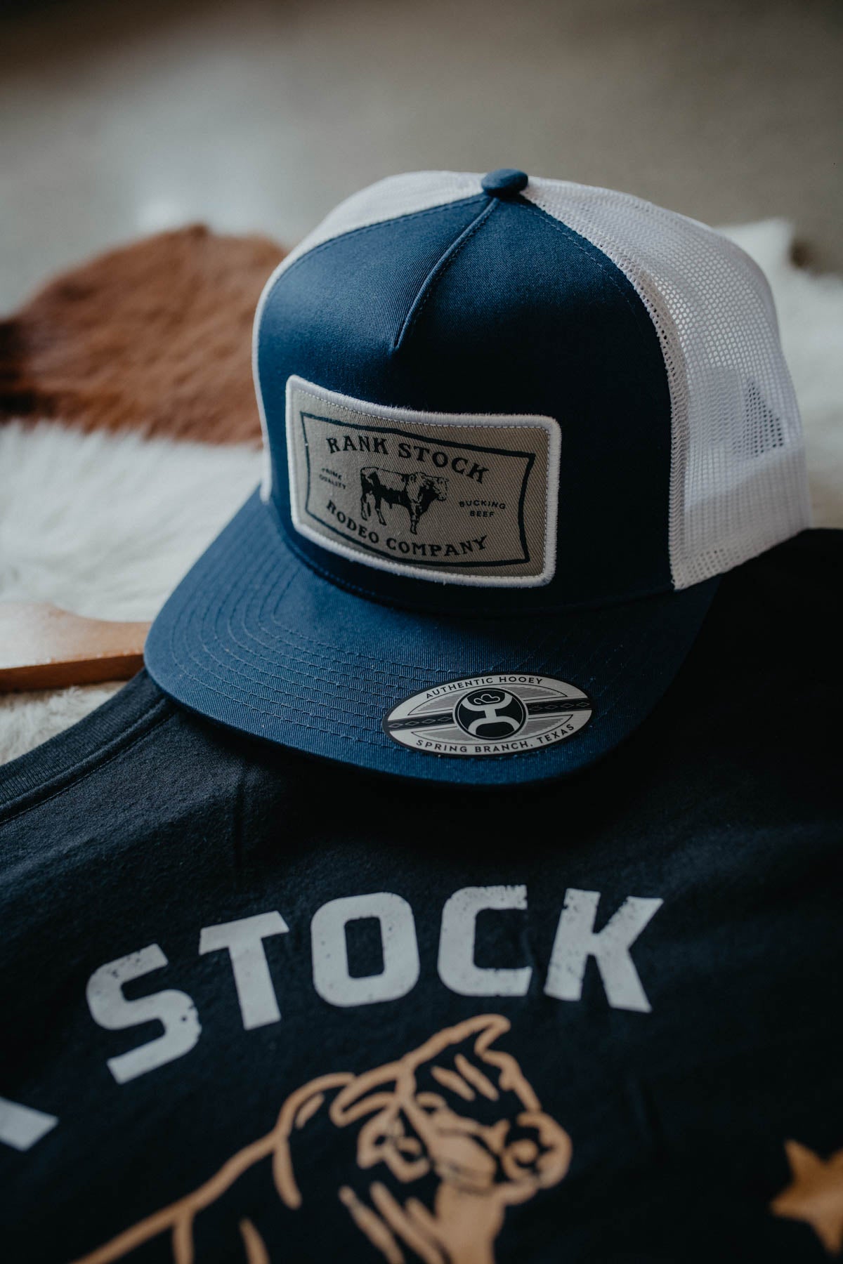 "Rank Stock" Hooey Navy/ White 5-Panel Trucker Hat