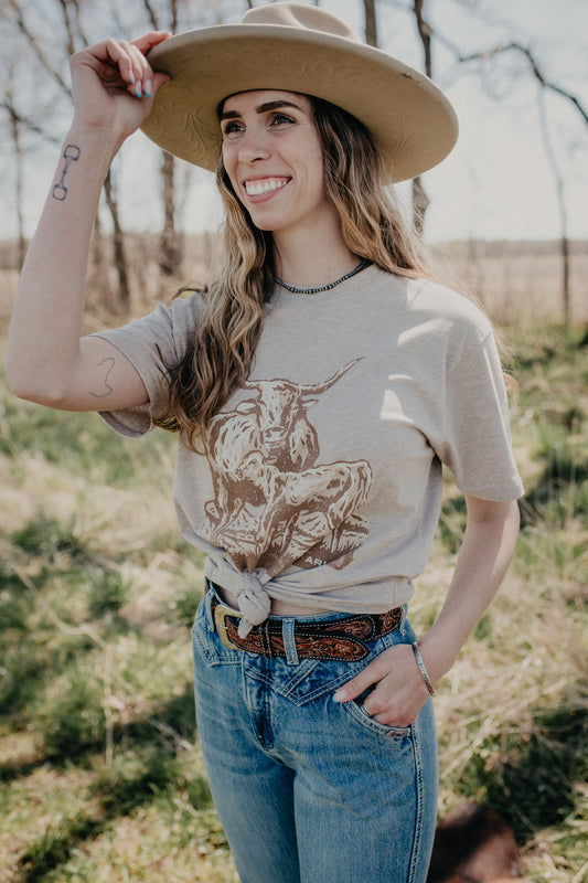 'Gal' Women's Longhorn Oatmeal Heather T-Shirt (XS-XL)