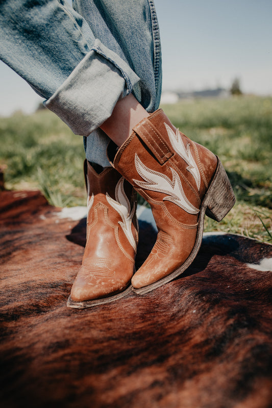 'Evan' Retro Flame Tan Booties by Liberty Black