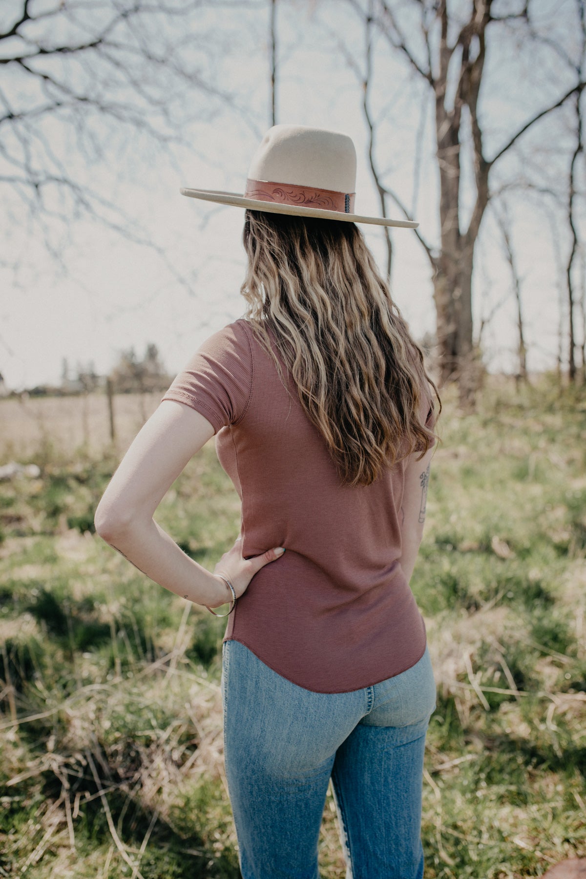 'Stephanie' Ribbed Knit Basic T-Shirt (S-L)