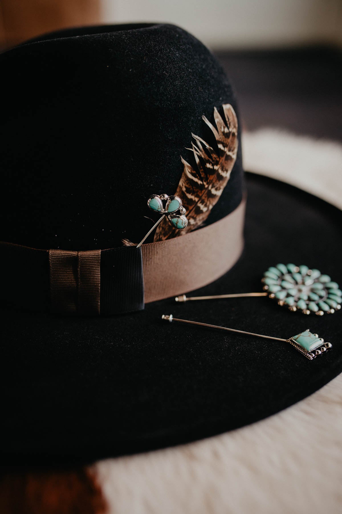 Genuine Turquoise & Sterling Silver Hat Pins