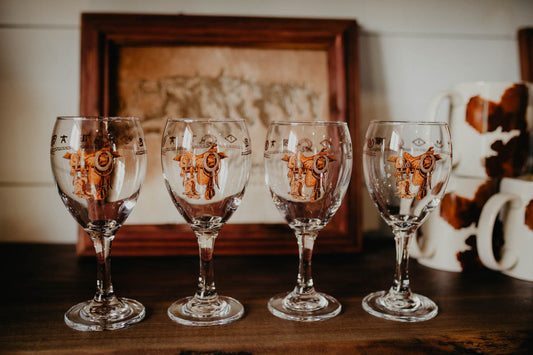 'Boots & Saddle' Wine Goblet / Glass (Set of 4)