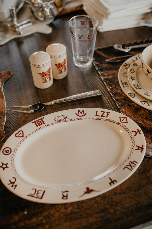 14" Oval Ceramic Branded Platter