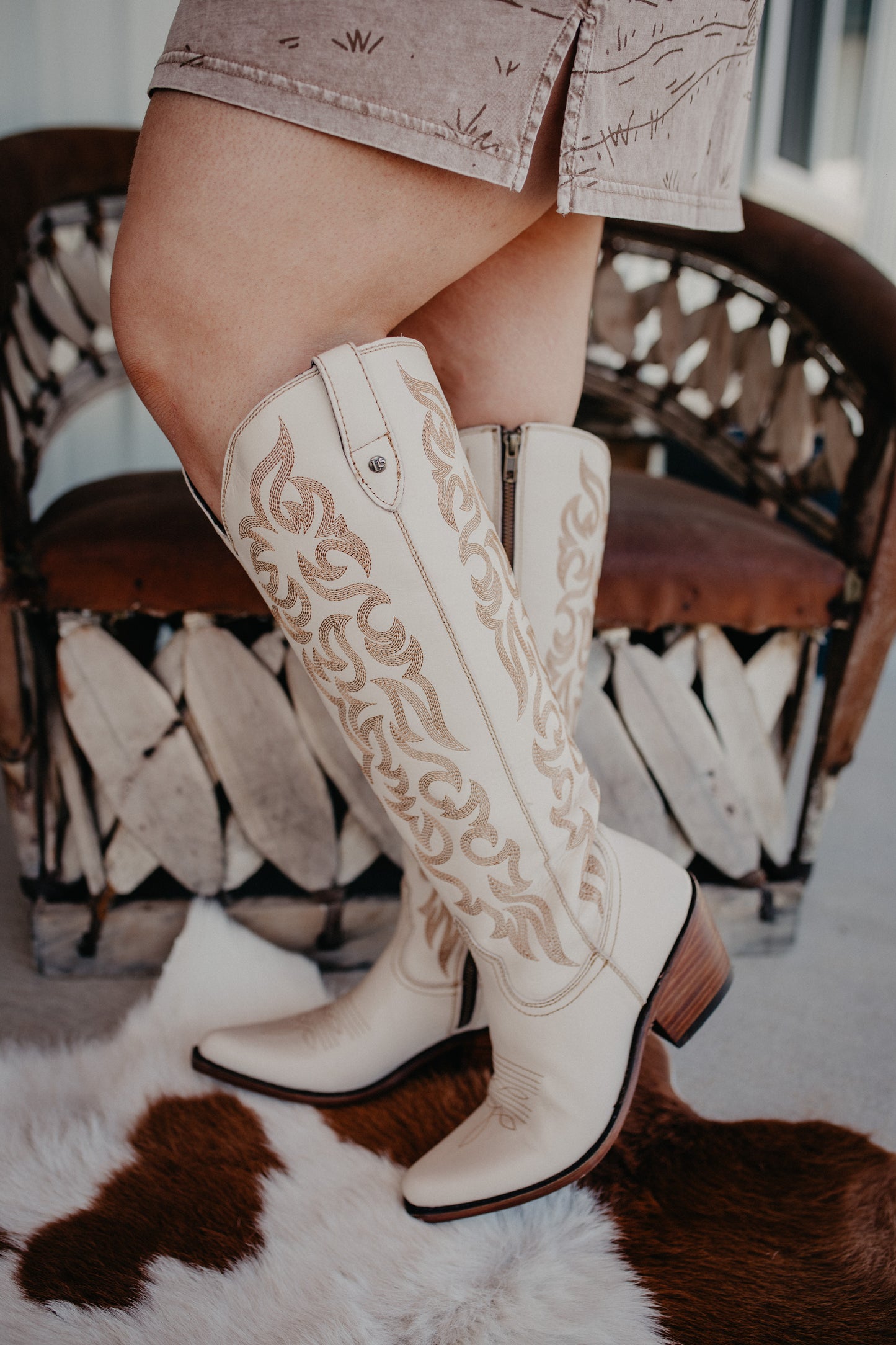 'Missouri Bone' Tall Leather Boots by Liberty Black {B & C Calf Widths}