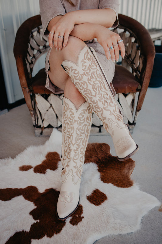 'Missouri Bone' Tall Leather Boots by Liberty Black {B & C Calf Widths}