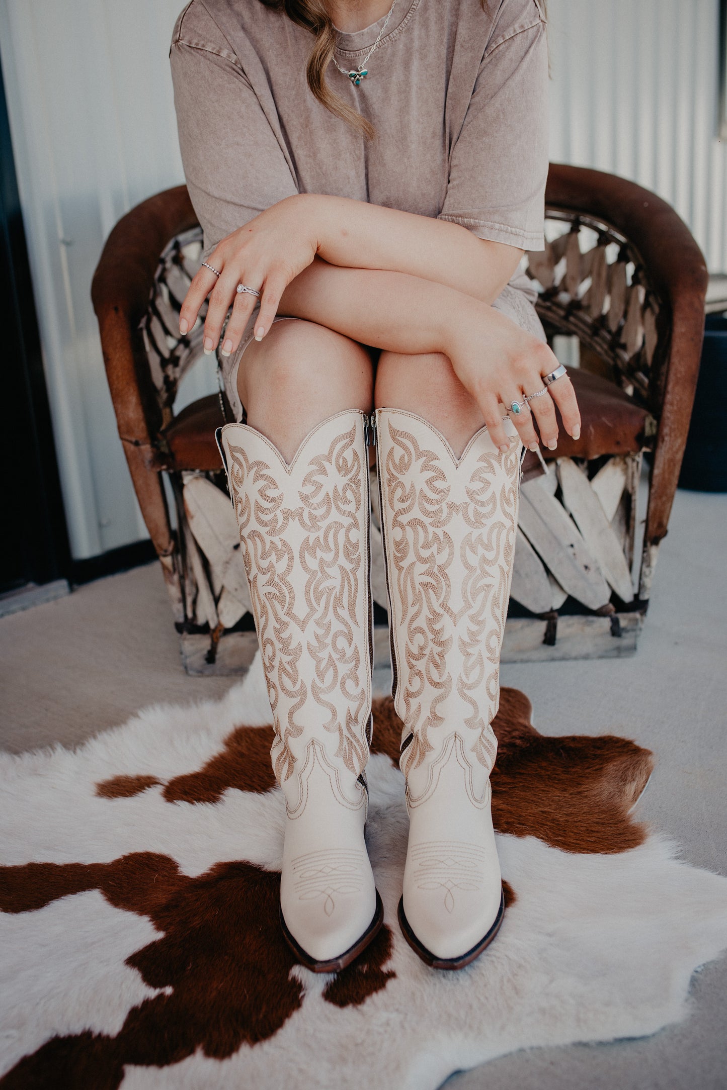'Missouri Bone' Tall Leather Boots by Liberty Black {B & C Calf Widths}
