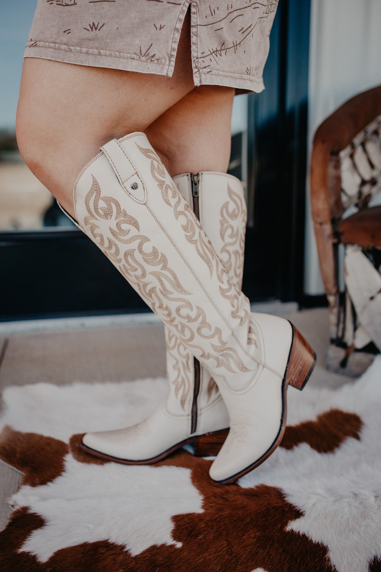 'Missouri Bone' Tall Leather Boots by Liberty Black {B & C Calf Widths}