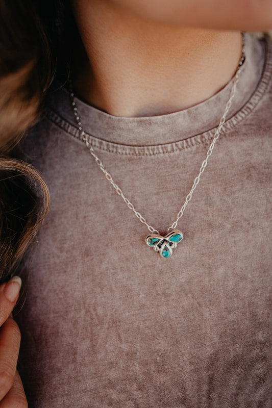 3 Teardrop Turquoise and Sterling Necklace