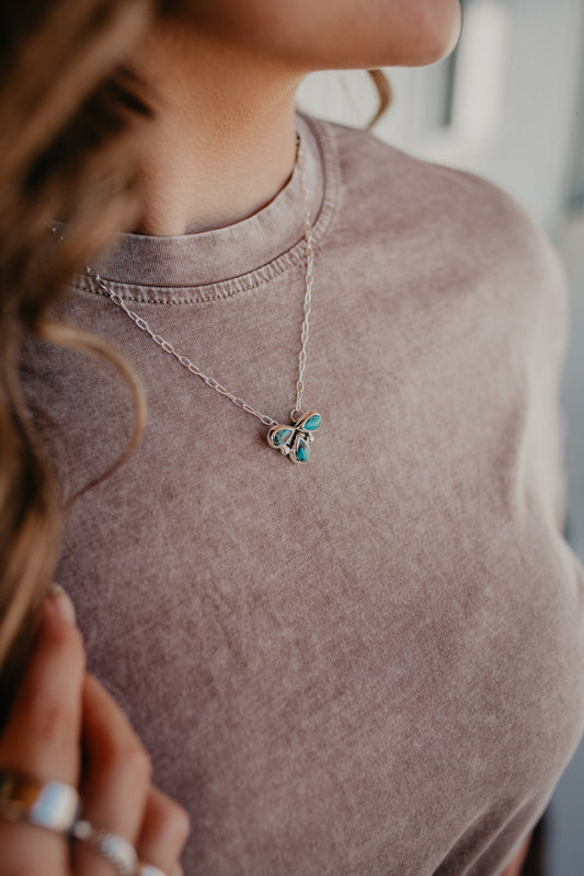 3 Teardrop Turquoise and Sterling Necklace