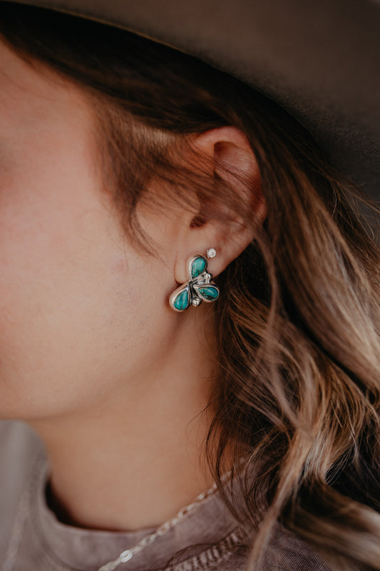 Turquoise Triple Teardrop Post Earring