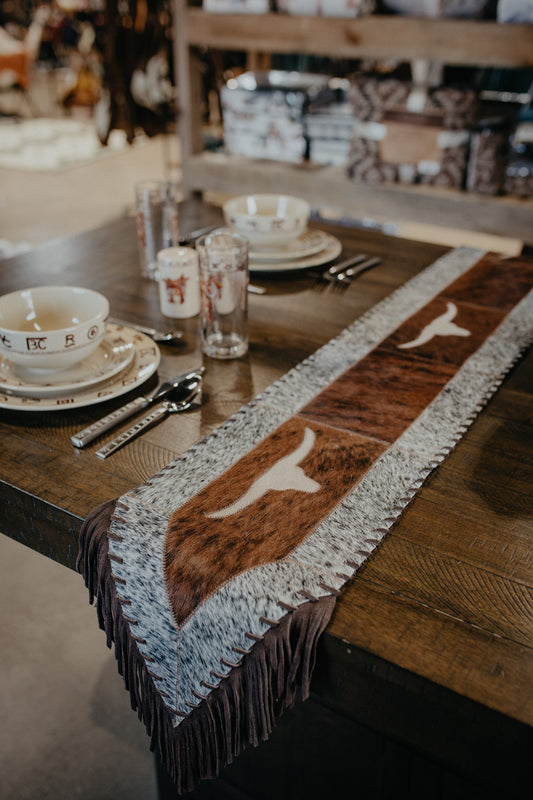 Cowhide 6ft' Table Runner with Fringe