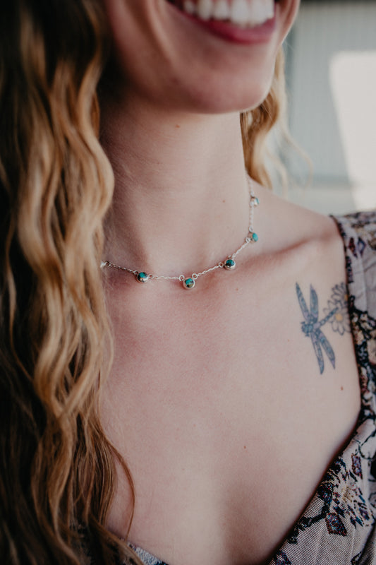 Turquoise Dot Choker Necklace