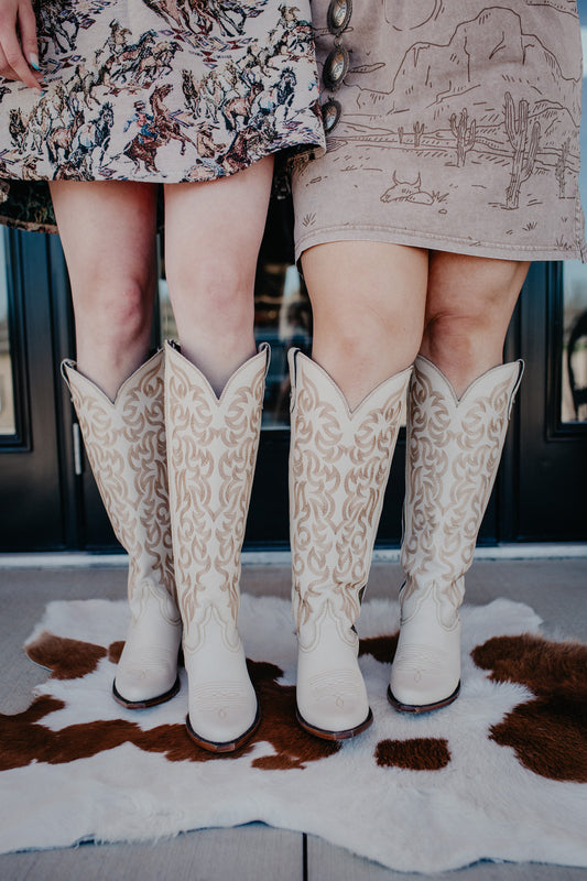 'Missouri Bone' Tall Leather Boots by Liberty Black {B & C Calf Widths}