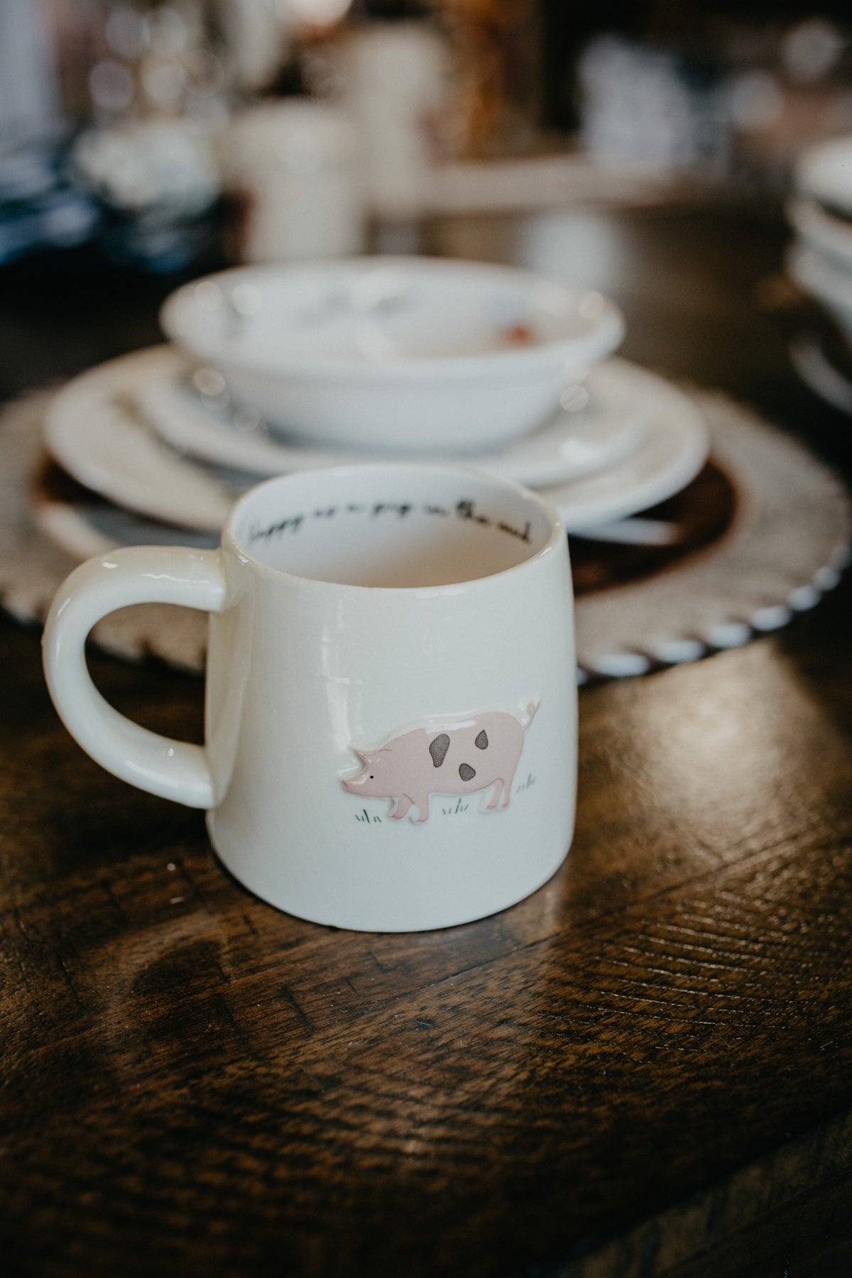 Pig "Happy as a Pig in the Mud" Stoneware Mug