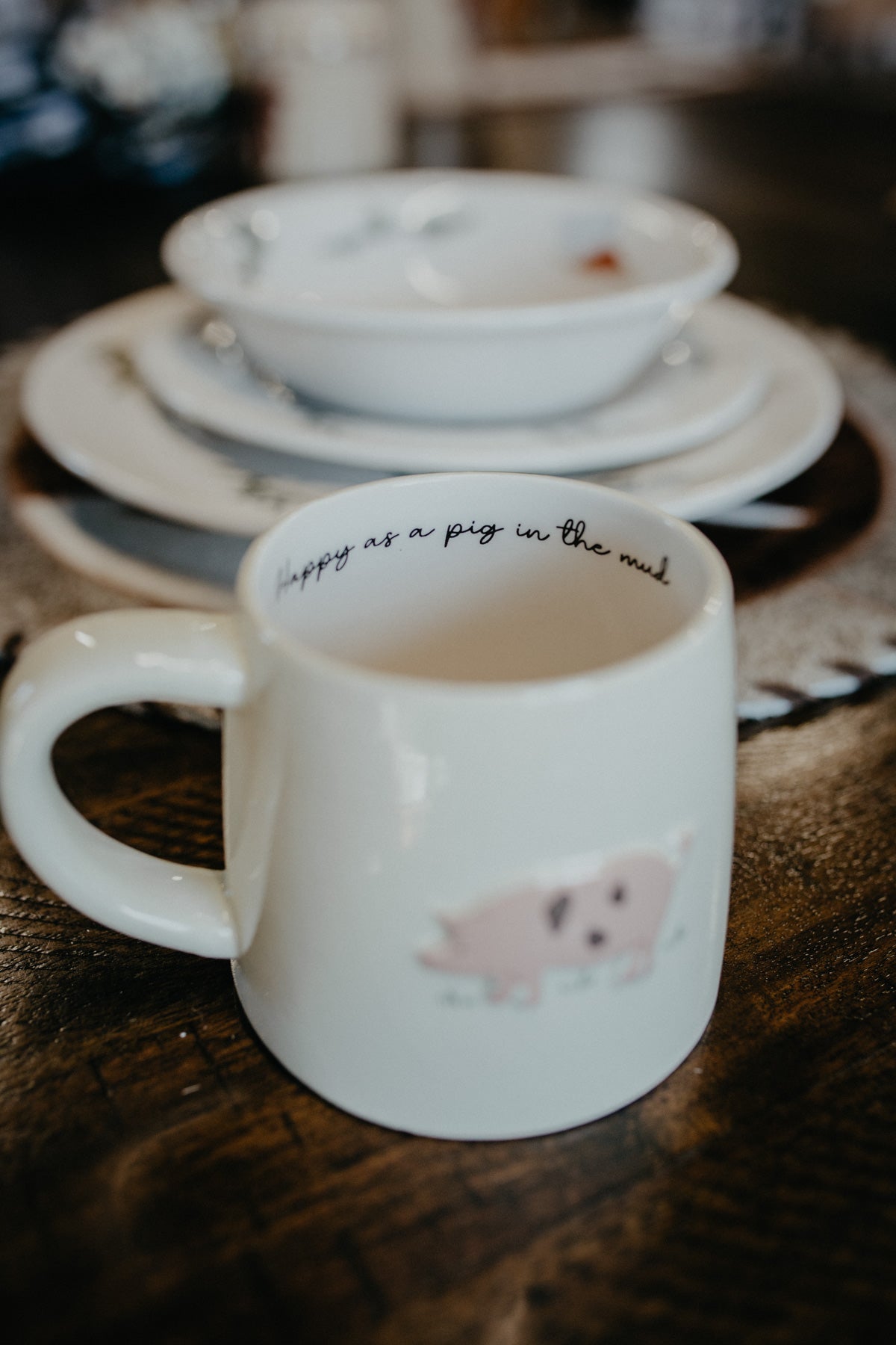 Pig "Happy as a Pig in the Mud" Stoneware Mug