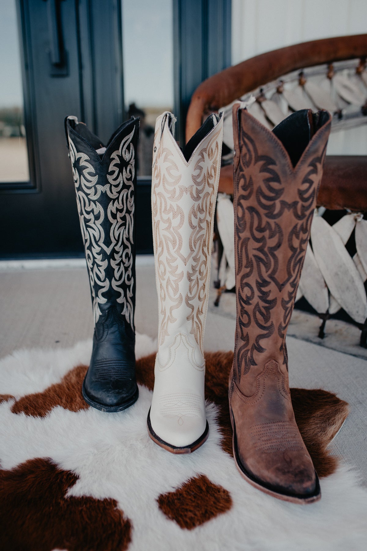 'Missouri Bone' Tall Leather Boots by Liberty Black {B & C Calf Widths}