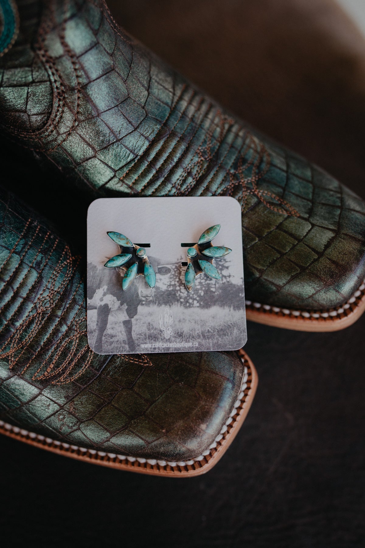Turquoise Half Cluster Earrings