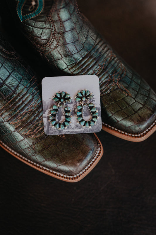 Turquoise Cluster Teardrop Post Earrings