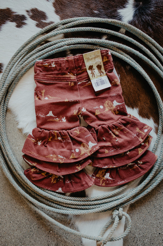 'Maddie' Baby Girl Rust Desert Print Tiered Flare Jean by Wrangler (0/3 - 4T)