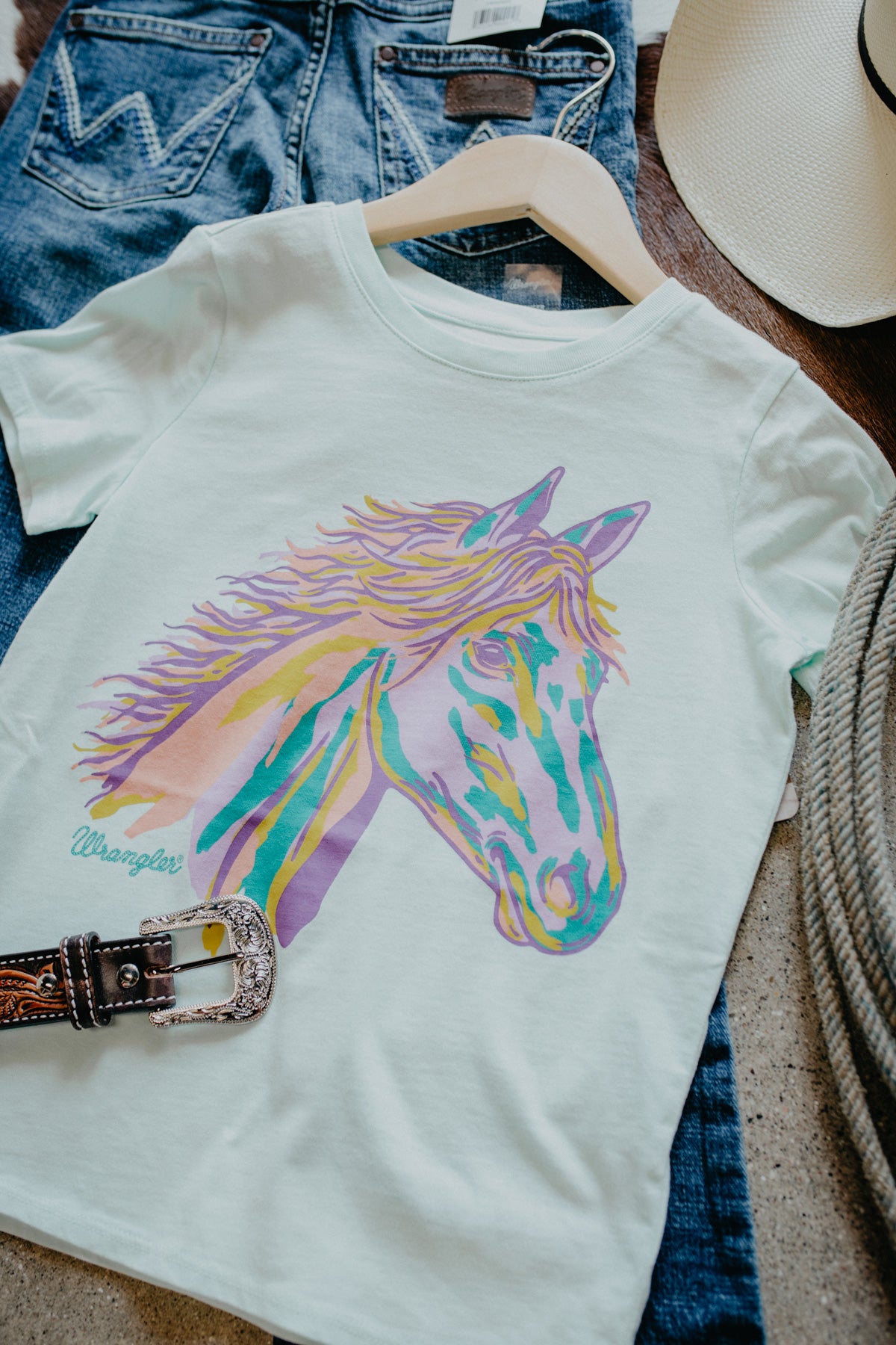 'Gallop in Colour' Girl's Short Sleeve Shirt by Wrangler (S-XL)
