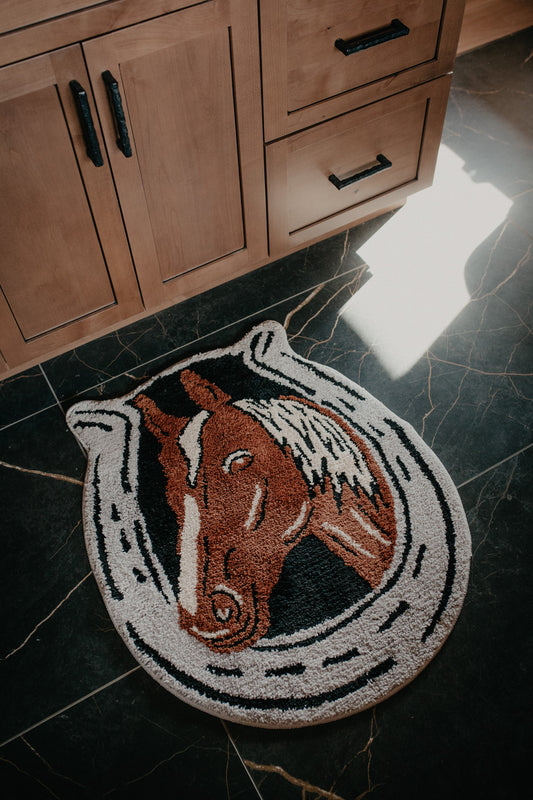 'Lucky Horse Head' Hooked Rug