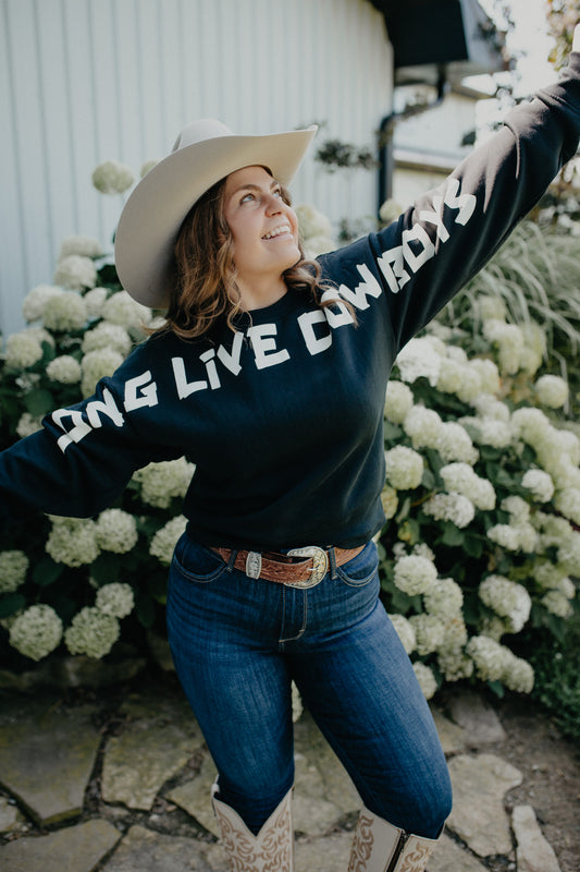 'Victoria' Women's Wrangler Long Live Cowboys Crewneck (S-XXL)