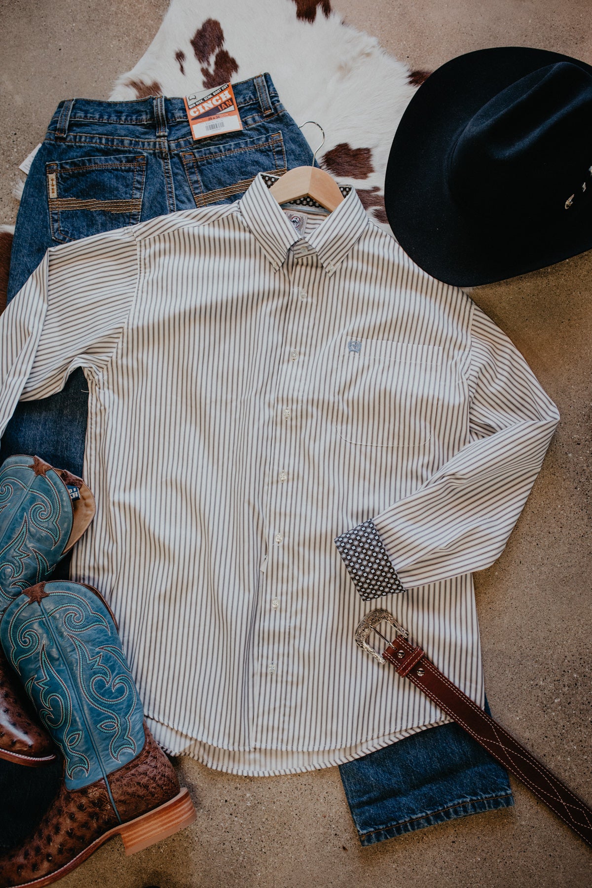 'Raymond' Striped CINCH Classic Fit Long Sleeve Button Down Shirt (S-XXL)