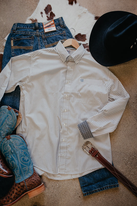 'Raymond' Striped CINCH Classic Fit Long Sleeve Button Down Shirt (S-XXL)