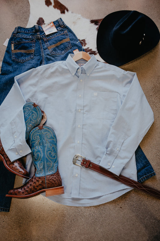 'Ross' Baby Blue CINCH Classic Fit Long Sleeve Button Down (S-XXL)