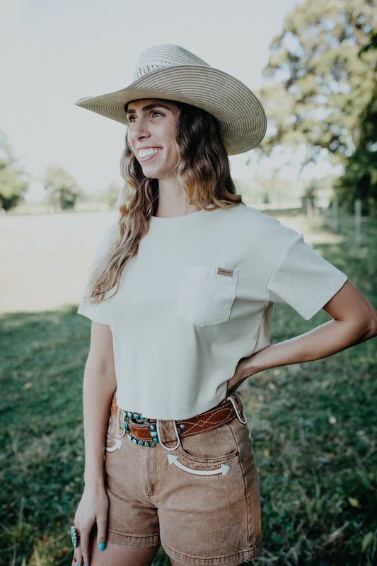 'Stella' Ariat Oyster Boot Stitch Pocket Tee (XS-XXL)
