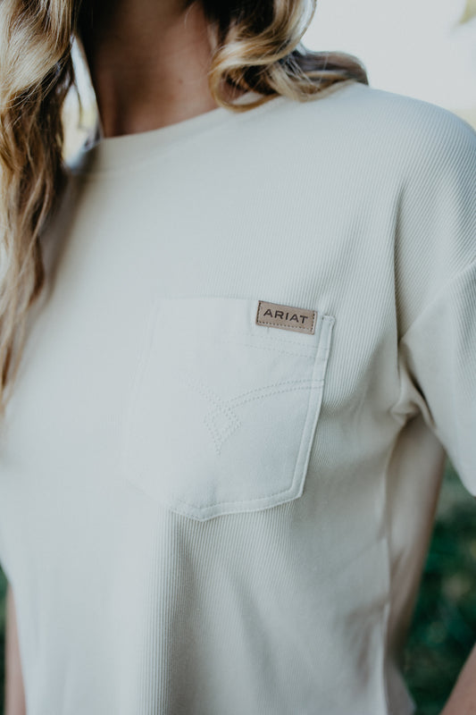 'Stella' Ariat Oyster Boot Stitch Pocket Tee (XS-XXL)