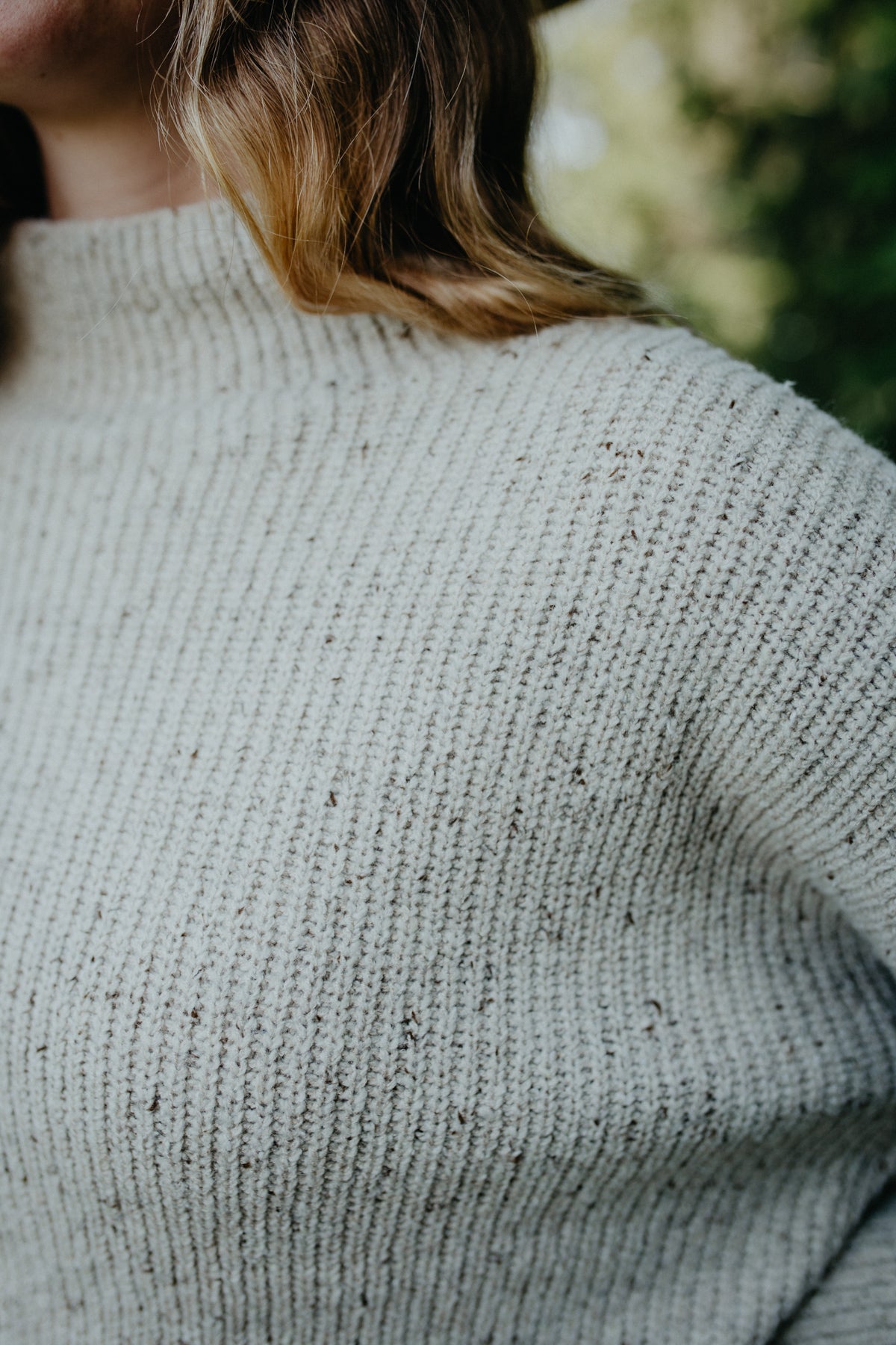 'Evolet' Heathered Oatmeal Mock Neck Sweater (XS-L)