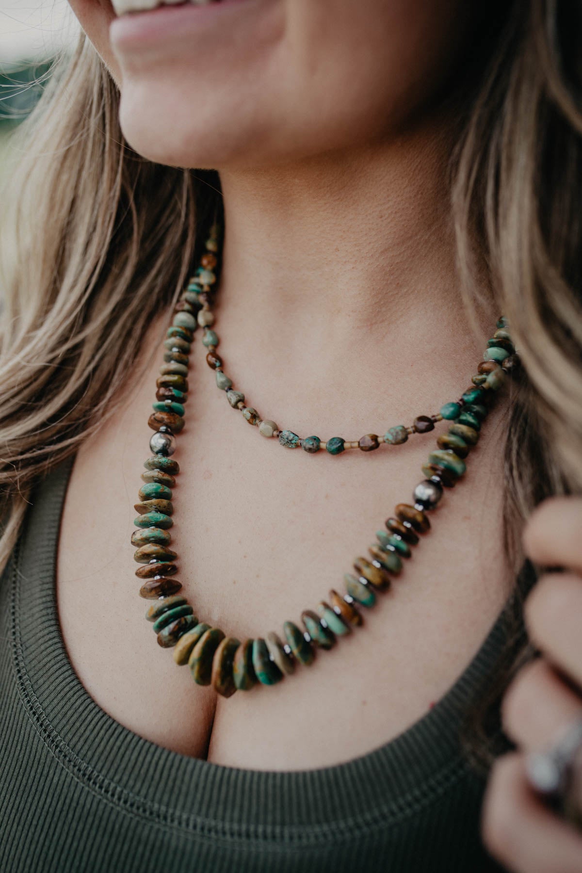 18" Polished Turquoise Nugget Necklace