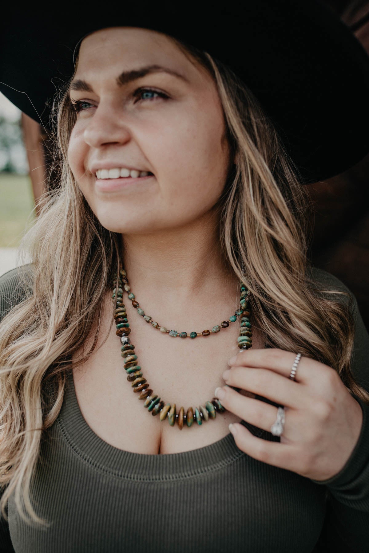 18" Polished Turquoise Nugget Necklace