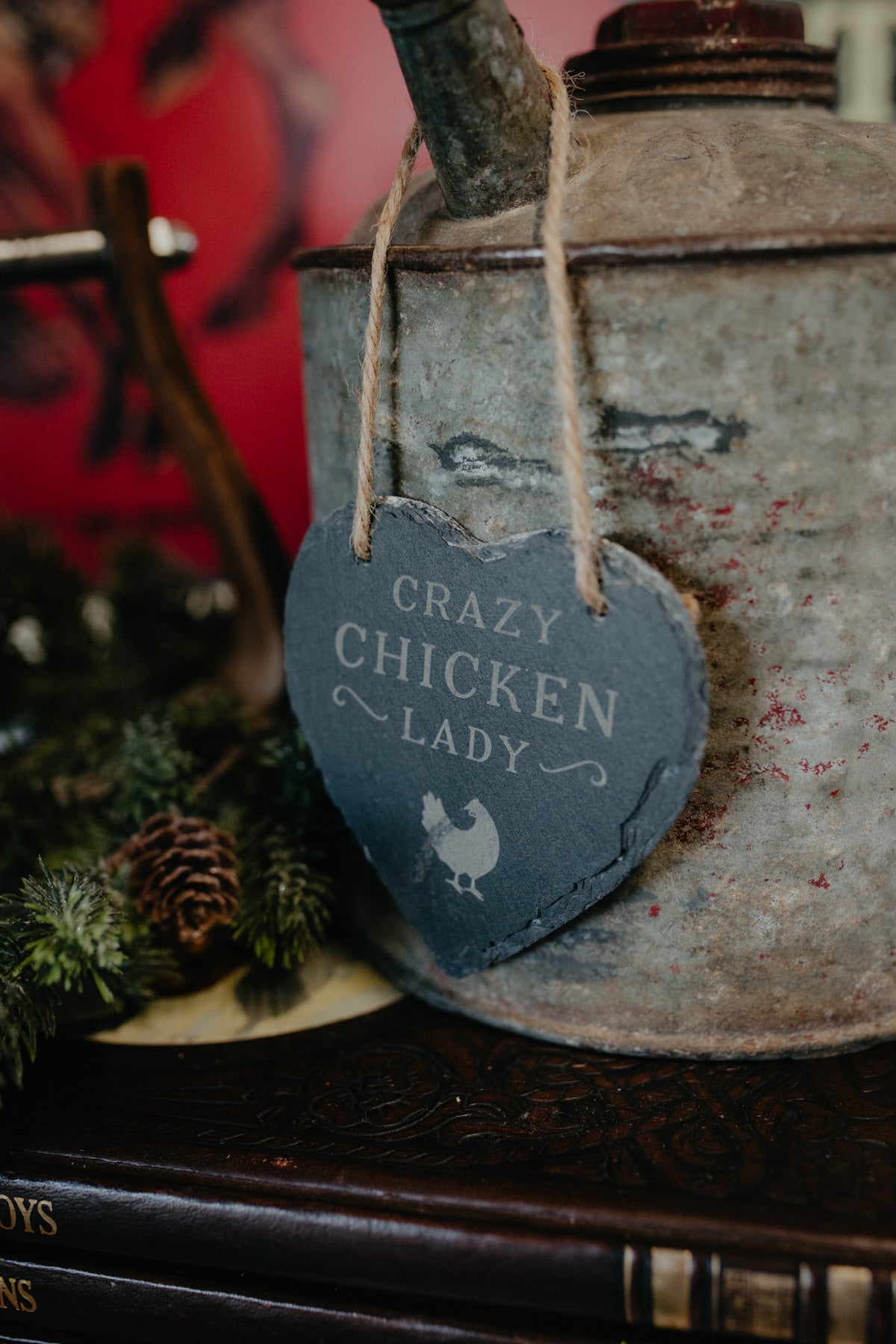 'Crazy Chicken Lady' Slate Heart Hanger