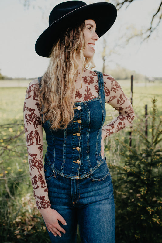 'Lainey' Bustier Denim Top by Wrangler X Lainey Wilson  (XS-XL)